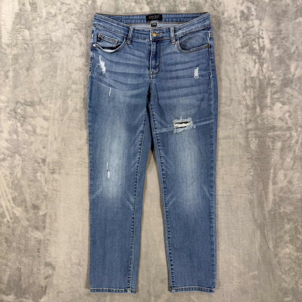Judy Blue Skinny Jeans Womens Size 7/28 Blue Medium Wash Distressed Denim